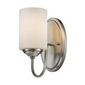 Z-Lite Cardinal 1 Light Wall Sconce, Brushed Nickel & Matte Opal 434-1S-BN